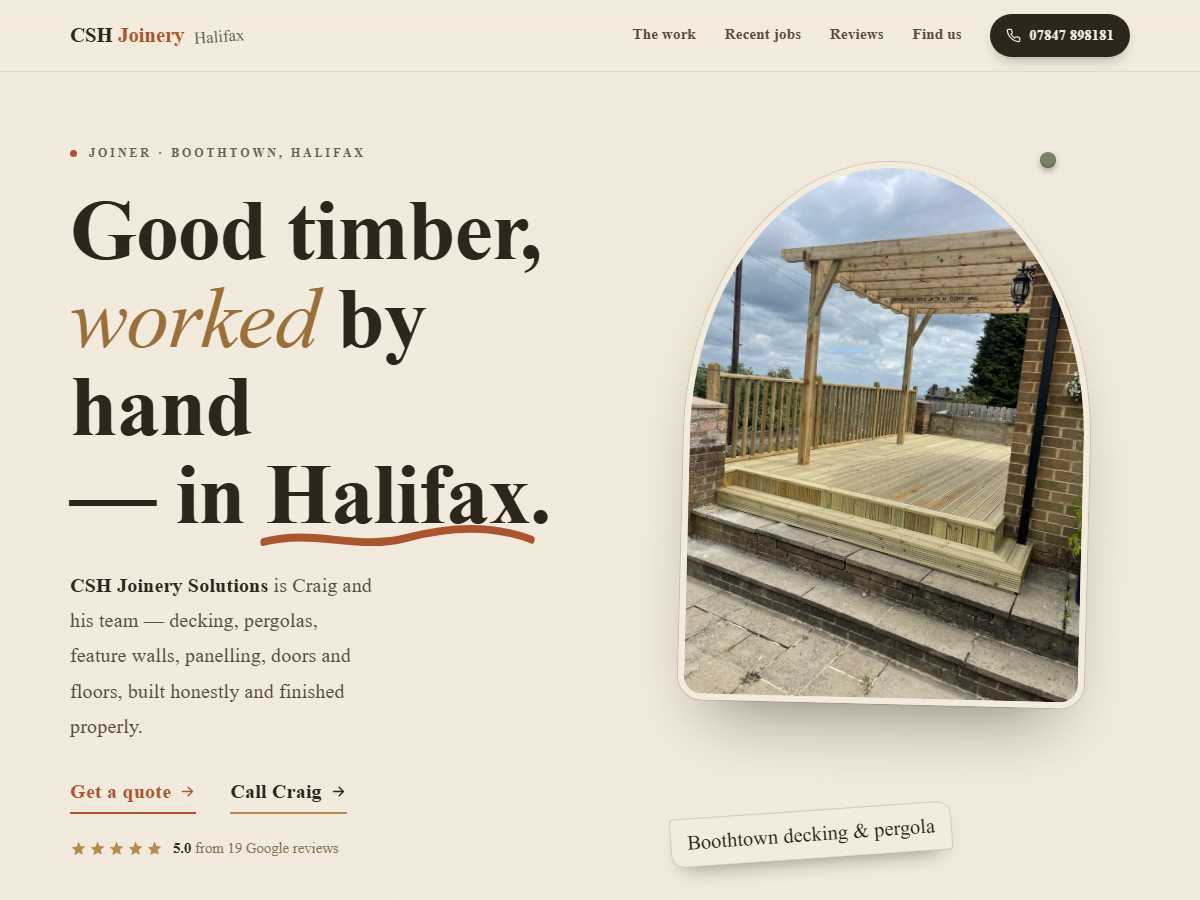 CSH Joinery Solutions website